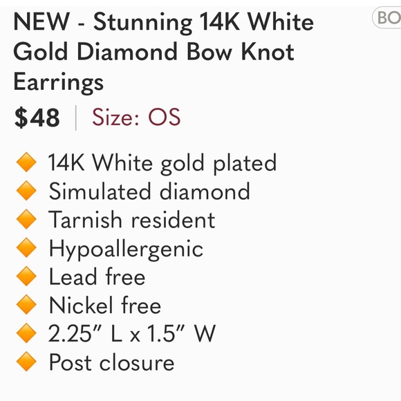 NEW - Stunning 14K White Gold Diamond Bow Knot Earrings - Picture 3 of 3